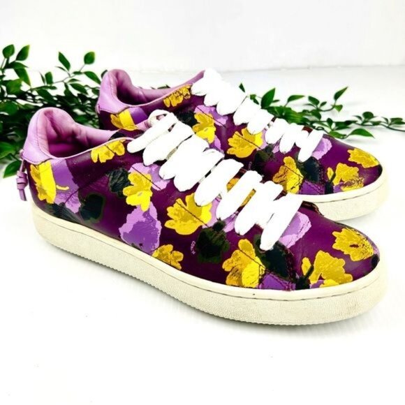 Coach Sneakers low-top platform sneakers Purple Floral 8.5 - Picture 1 of 11